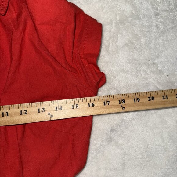 Maeve By Anthropologie Red Short-Sleeve Wrapped-Culotte Wide Leg Jumpsuit Sz 10 - Picture 3 of 9